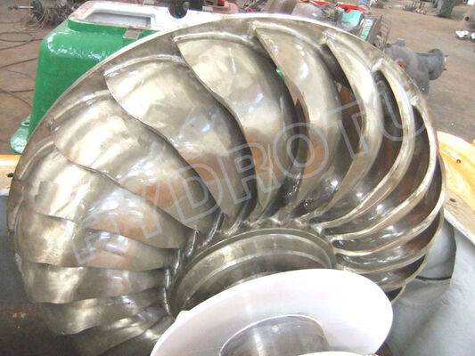 กังหันน้ำ Turgo ที่ให้กำลังขับสูงสุด 100KW-2000KW รางสแตนเลส และประสิทธิภาพ 88% สำหรับโรงไฟฟ้าพลังน้ำ